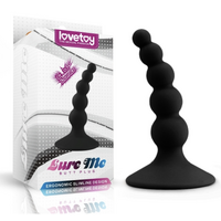LOVETOY LURE ME BLACK SILICONE BUTT PLUG - BEADED