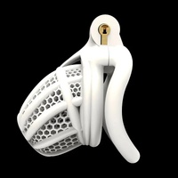 COCK BLOCKED "THE GRID" PLASTIC CHASTITY CAGE WITH 4 RINGS - WHITE