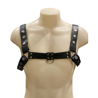 BLACK MENS LEATHER HARNESS SMALL