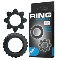 RING FLOWERING 2PC BLACK SILICONE COCKRING