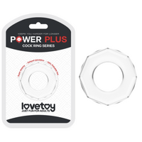 LOVETOY POWER PLUS TPE COCK RING "GEOMETRIC" LV1434 - CLEAR