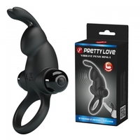 BLACK SILICONE ABS VIBRATING COCK RING - BATTERY