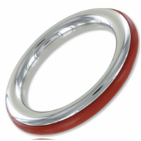 DUO - 50mm S/STEEL COCK RING WITH RED INSERT