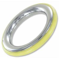 DUO - 55mm S/STEEL COCK RING WITH YELLOW INSERT