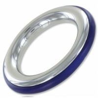 DUO - 50mm S/STEEL COCK RING WITH BLUE INSERT
