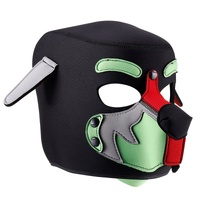 NEOPRENE PUP HOOD  - FOXY GREEN/RED