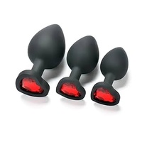 HEART BLACK SILICONE BUTT PLUG LARGE