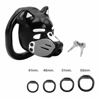 MUZZLED PUP HOOD CHASTITY CAGE - GREY