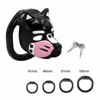 MUZZLED PUP HOOD CHASTITY CAGE - PINK