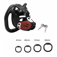 MUZZLED PUP HOOD CHASTITY CAGE - RED