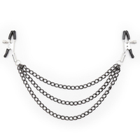 PLEASURE AND PAIN - NIPPLE CLAMP WITH THREE CHAINS - BLACK