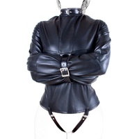 PU LEATHER STRAIGHT JACKET - BLACK
