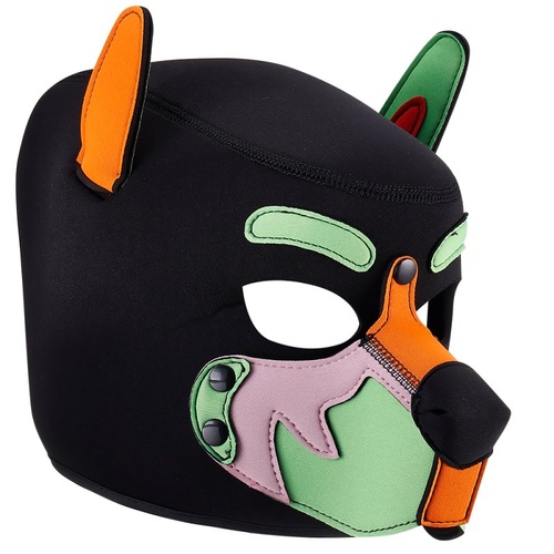 NEOPRENE PUP HOOD - FOXY GREEN/ORANGE