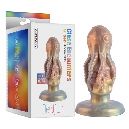 CLOSE ENCOUNTERS GLITTER SILICONE DILDO - DEVILFISH