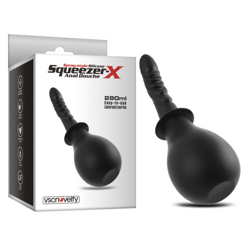 SQUEEZER X SPRAY STYLE SILICONE ANAL DOUCHE 280ml (RIBBED NOZZLE)