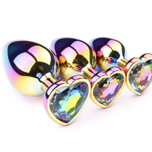 HEART RAINBOW ALLOY BUTT PLUG MEDIUM