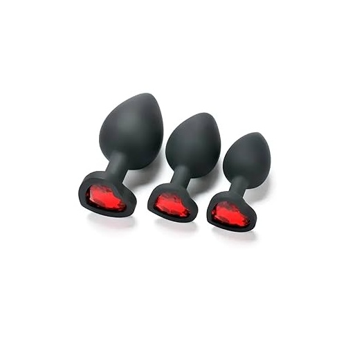 HEART BLACK SILICONE BUTT PLUG LARGE