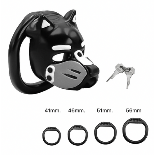 MUZZLED PUP HOOD CHASTITY CAGE - GREY