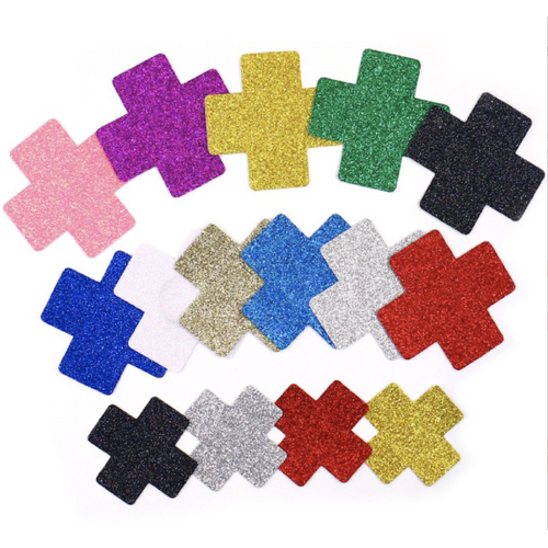 NIPPLE PASTIE CROSS GOLD GLITTER