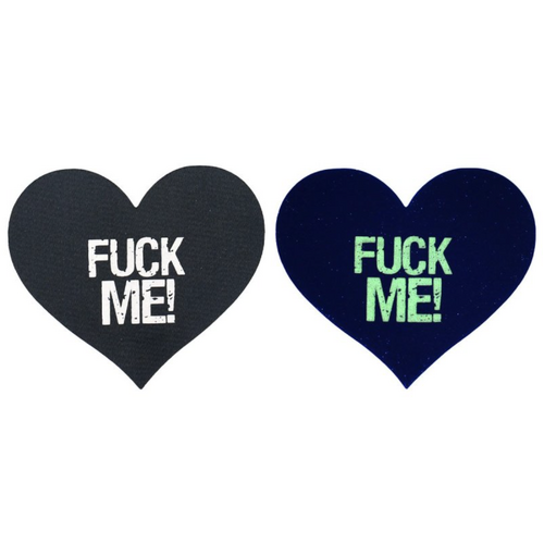 NIPPLE PASTIE HEARTS FUCK ME GLOW IN THE DARK