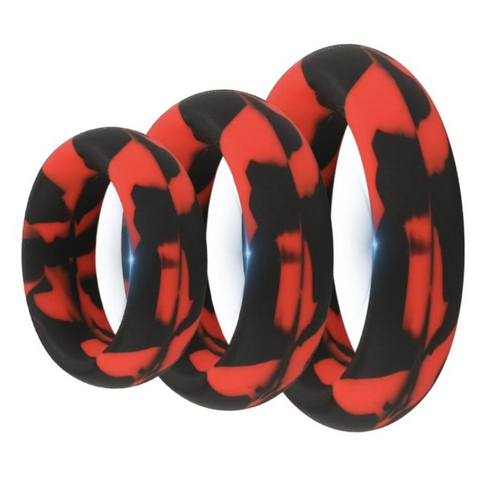 WHERE'S WILLY CAMO SILICONE COCK RING - RED 50