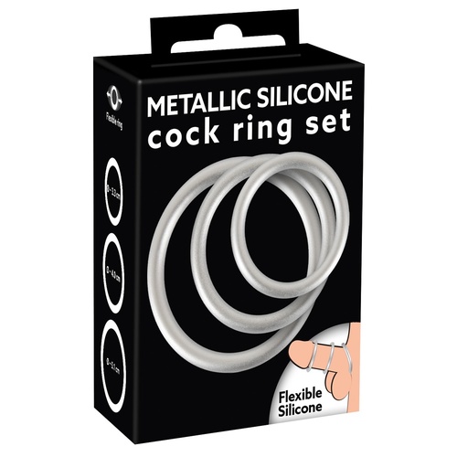 YOU2TOYS METALIC SILICONE COCK RING SET